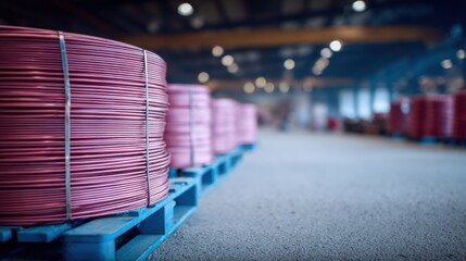 Slow pan across efficient graphenecopper alloy coils in a hightech facility highlighting advancements in thermal and electrical conductivity