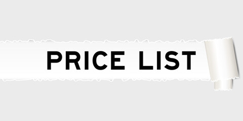 Ripped gray paper background that have word price list under torn part