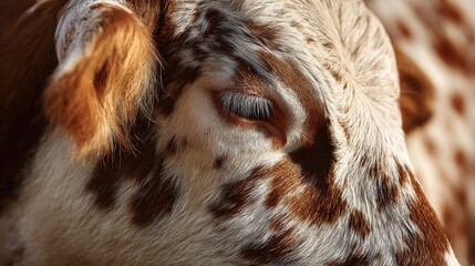 Close up of cow eye and patterned fur