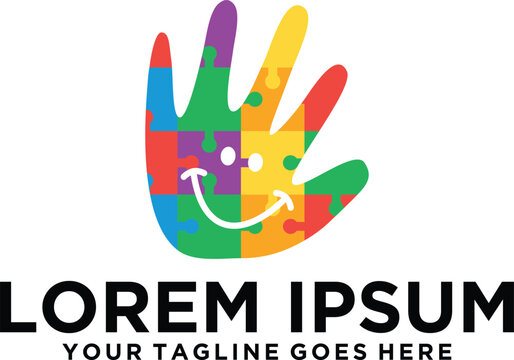 Autism care hand logo kids logo.eps