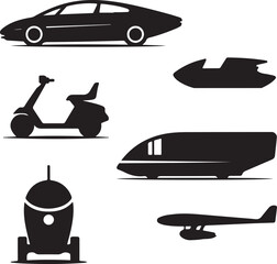 Futuristic Transport Vehicle Silhouettes Collection