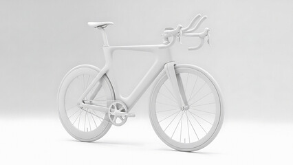 White fixed-gear bicycle with drop handlebars and thin tires against a plain background