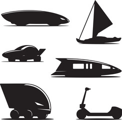 Futuristic Transport Vehicle Silhouettes Collection