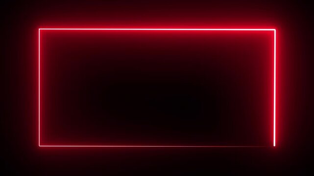 Red Neon Rectangle Frame 4K Glowing Futuristic Motion Background