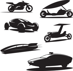 Futuristic Transport Vehicle Silhouettes Collection