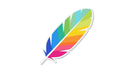 Colorful feather symbol isolated on white background represents creativity and design thinking for © Matcha