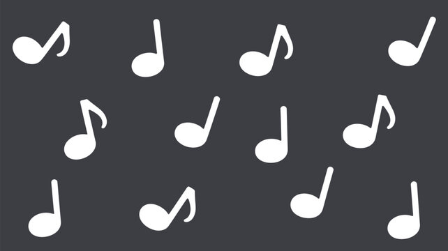 White musical notes on dark gray background