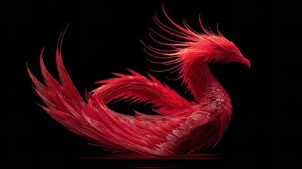 Abstract red dragon phoenix logo design