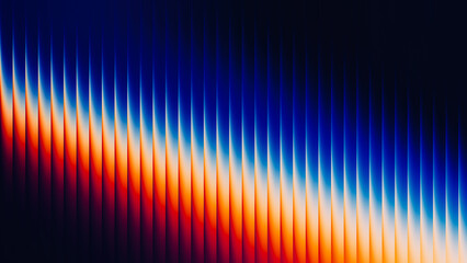 Abstract gradient pattern with vibrant colors creating a wavelike effect, showcasing a blend of blue, orange, and black tones in a visually striking design for creative projects © Muin