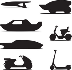 Futuristic Transport Vehicle Silhouettes Collection