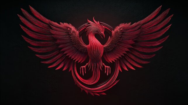 Abstract red dragon phoenix logo design