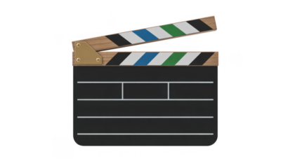 Clapperboard production cinema isolated on a transparent background