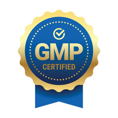 Round GMP certified badge for current good manufacturing practice labels