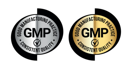 Round GMP certified badge for current good manufacturing practice labels