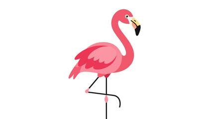 Obraz premium Stylized flamingo illustration with a playful and simple design aesthetic on white backdrop