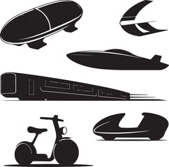 Futuristic Transport Vehicle Silhouettes Collection