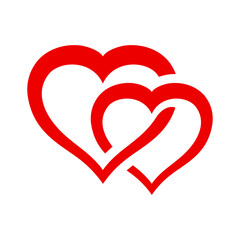 Double heart graphic icon, Red heart drawn shape for valentine day, Heart brush, Heart sticker