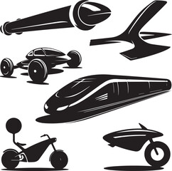 Futuristic Transport Vehicle Silhouettes Collection