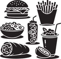 &ldquo;Uncommon Food Silhouette Collection &ndash; Minimalist Black & White Food Icons&rdquo;