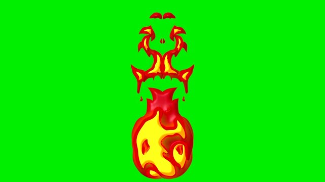 Fire energy wave vfx on green screen background