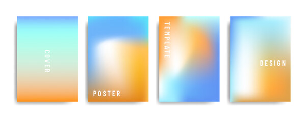 Abstract gradient soft pastel summer poster background. blue white orange gradient background. summer sunny weather. Vector design