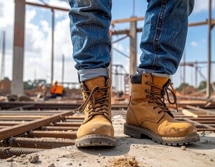Steel Toe Safety Boots on an Active Construction Site
