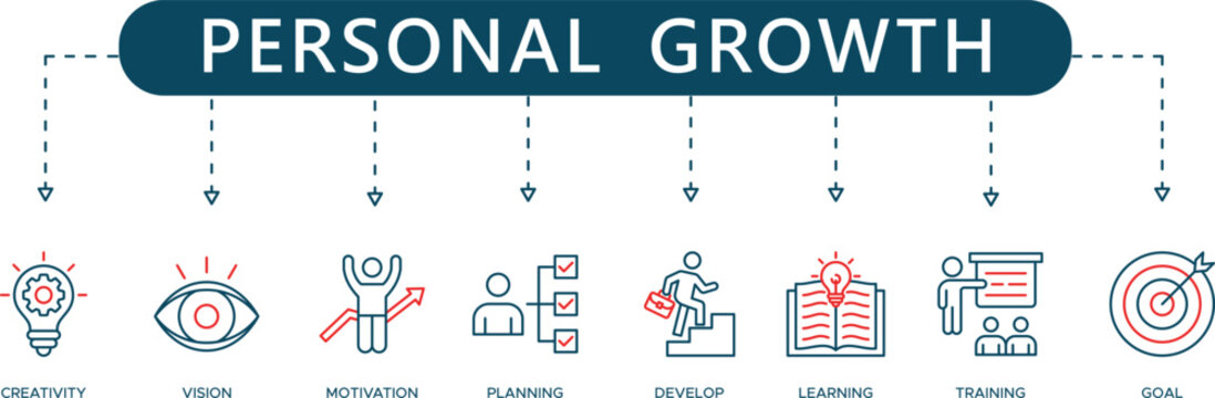 GrowthPath Pro Personal Development and Self Improvement Infographic Icons (8+ Vector Achievement Symbols)