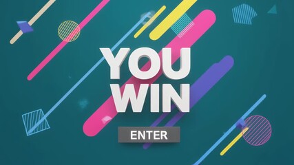 You Win Enter Button with Abstract Background and Colorful Geometric Shapes. - Powered by Adobe