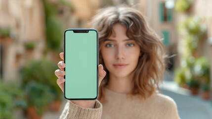スマートフォンを手にする若い女性