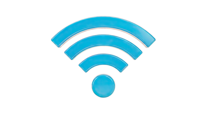 Blue Wifi Symbol on White Background