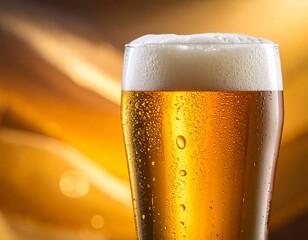 Close-Up of Cold Beer Glass with Condensation Dripping Down