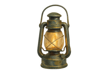 Vintage kerosene lantern glowing with warm light