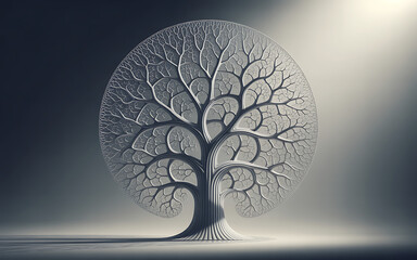 Intricate Fractal Tree Structure isolated on a transparent background