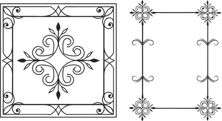 Fototapeta premium Big set Template of Decorative vintage frames,borders rectangular shape. Big set of decorative vintage rectangular frames and borders, elegant ornamental corner designs, classic Victorian and Art .