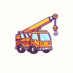  Cute Cartoon crane truck Vector illustration hand drawn