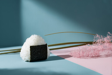 japanese rice ball in minimalistic settings