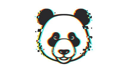 Glitch Panda: A modern graphic representation of a panda with digital distortion © Kadal
