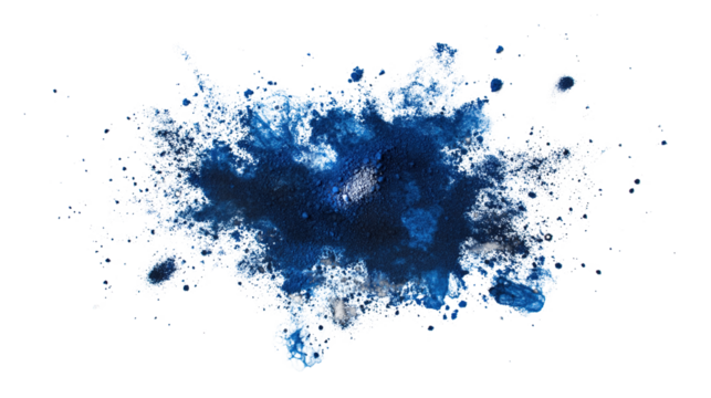 A dynamic splash of indigo ink on a stark black canvas creating a captivating visual contrast - Powered by Adobe