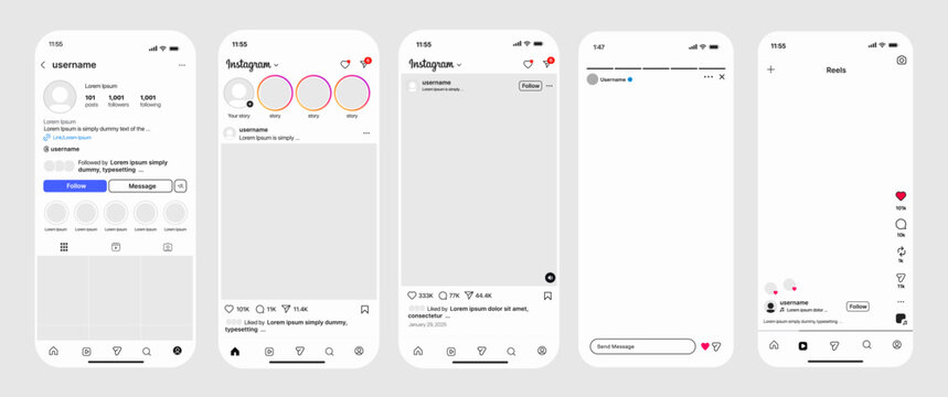 Instagram Post Reels Story Live new post mockup template frame with iPhone pro Max mock up design. instagram mockup social media template. instagram Story template. instagram Post template.