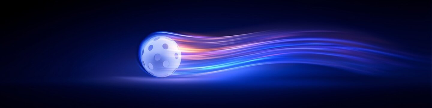 Floorball ball banner with dynamic colorful energetic light trails. Floorball wallpaper