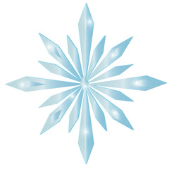 Vector illustration of an abstract snowflake. On a transparent background. Blue ice crystal in the shape of a pattern, snowflakes with highlights.