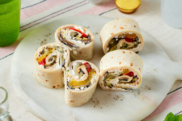 Piadina Roll with Turkey and Grilled Vegetables