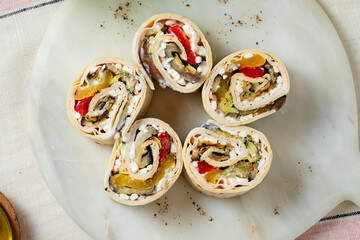 Piadina Roll with Turkey and Grilled Vegetables