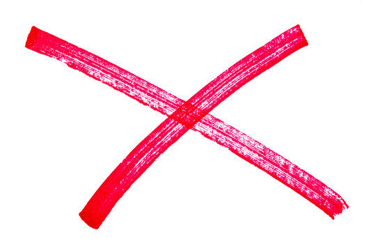 Hand drawn red x sign on transparent background