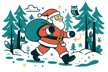 Fototapeta premium Santa's Winter Stroll.