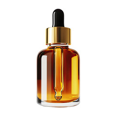 Naklejka premium Golden serum in glass bottle with dropper