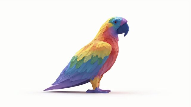 Colorful Parrot Posing Gracefully Against a White Background.