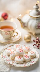 winter snowflake macarons
