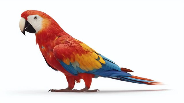 Colorful Parrot Posing Gracefully on a White Background.