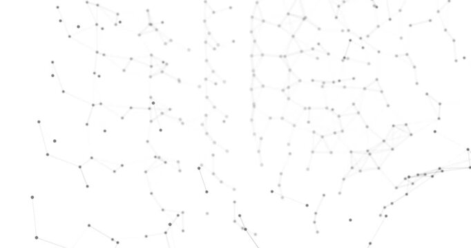 A movable interweaving of dots and lines on a white background forms a mesmerizing abstract pattern, like a living network. Their interweaving creates a sense of digital energy and endless movement.